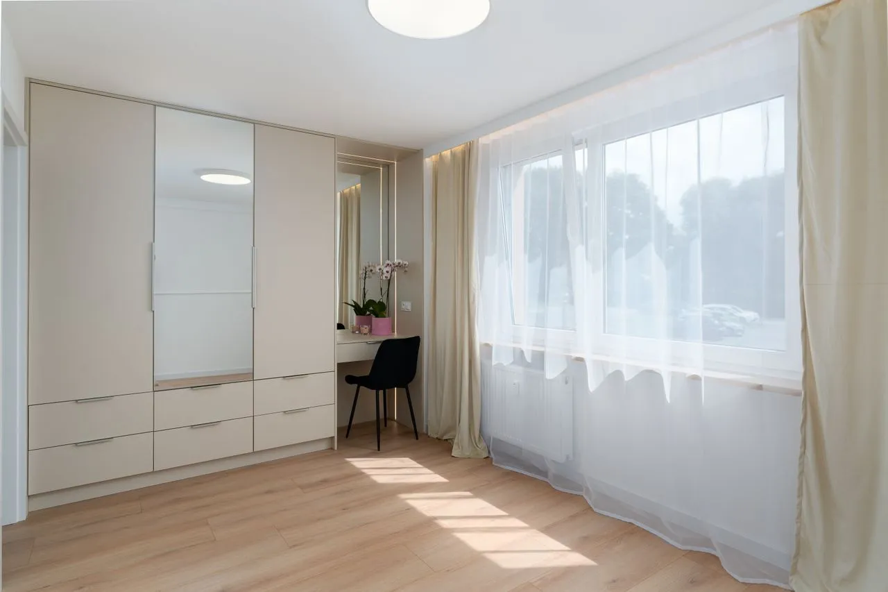 Quiet private room with integrated white storage